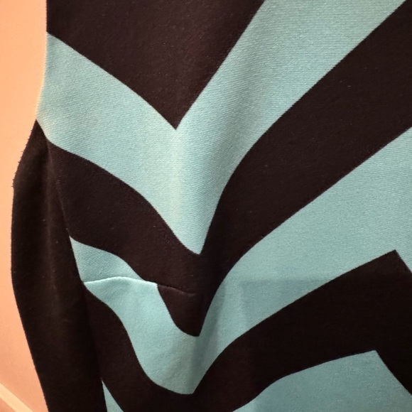 Michael Kors Chevron Sheath Dress Size 0 Aqua Navy Exposed Gold Zipper - Picture 6 of 10